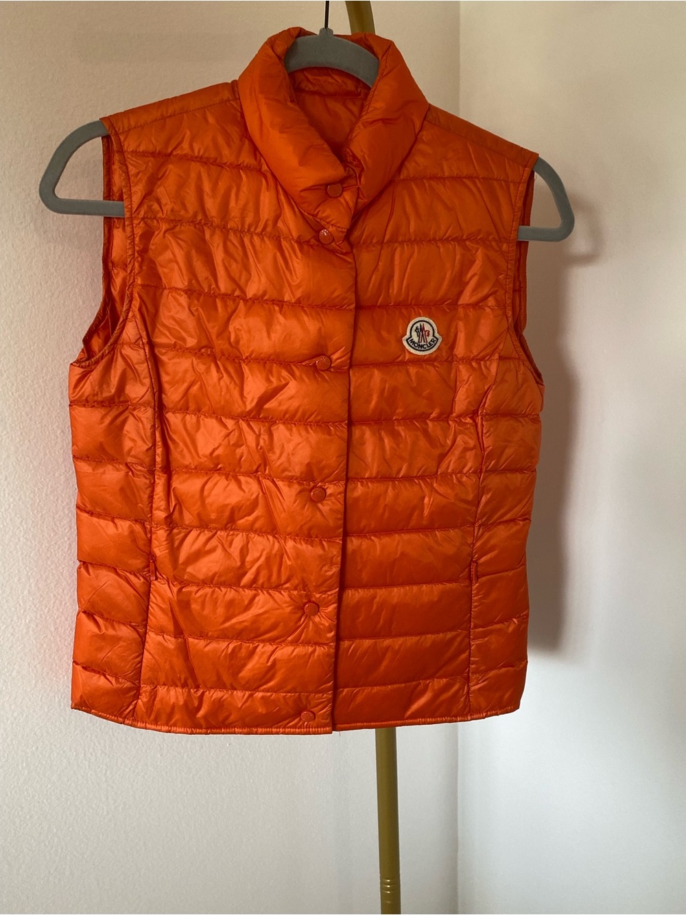 Moncler Longue Saison Orange Down Puffer Vest - Picture 2 of 11
